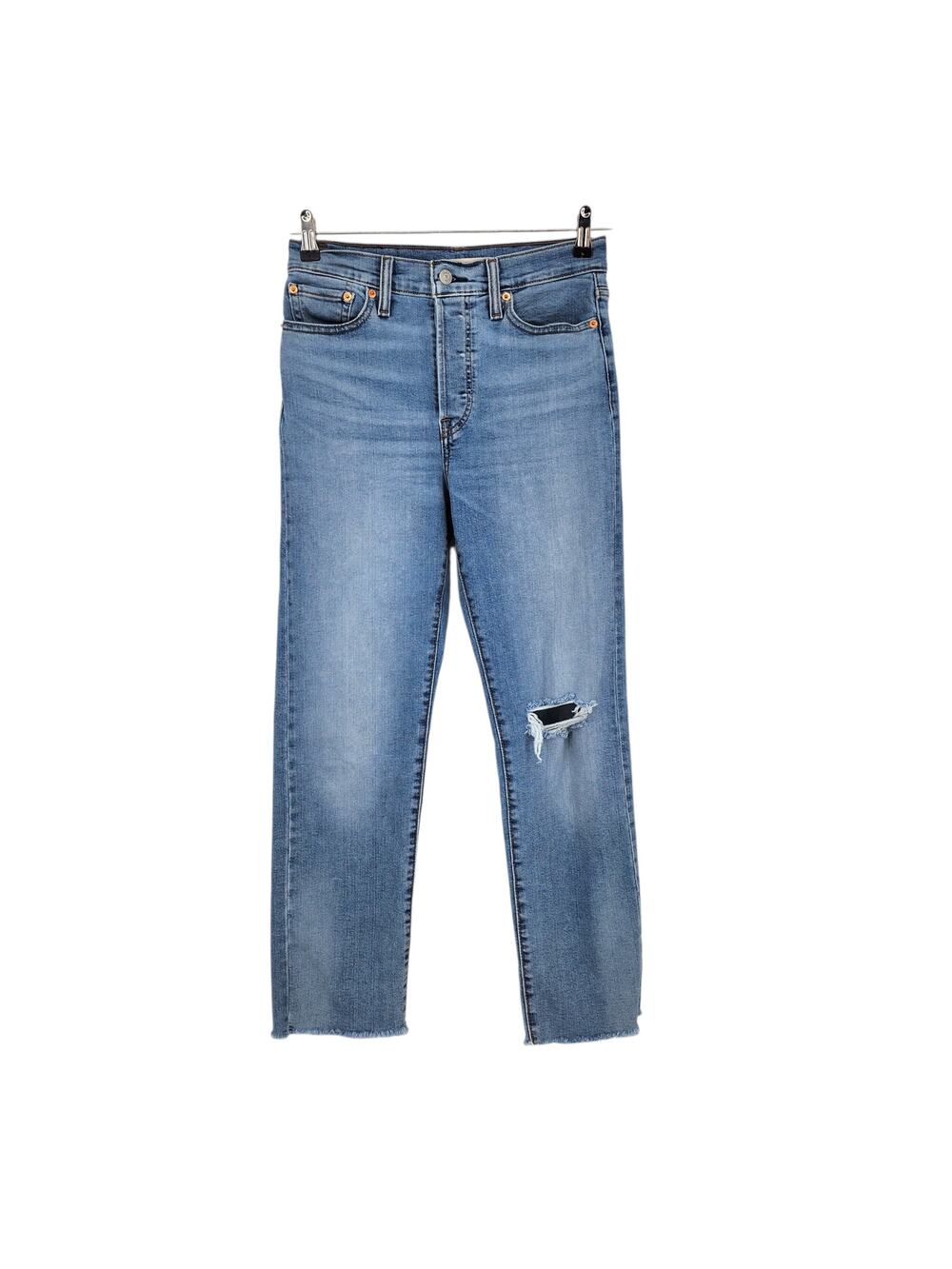 Levi’s Medium Wash Distressed Wedgie Straight High Rise Button Fly Jeans Size 27